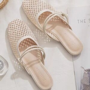 Elegant Cream Woven Women's Flats
